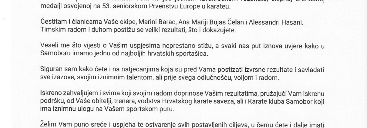 ČESTITKA GRADONAČELNIKA, Ana Lenard